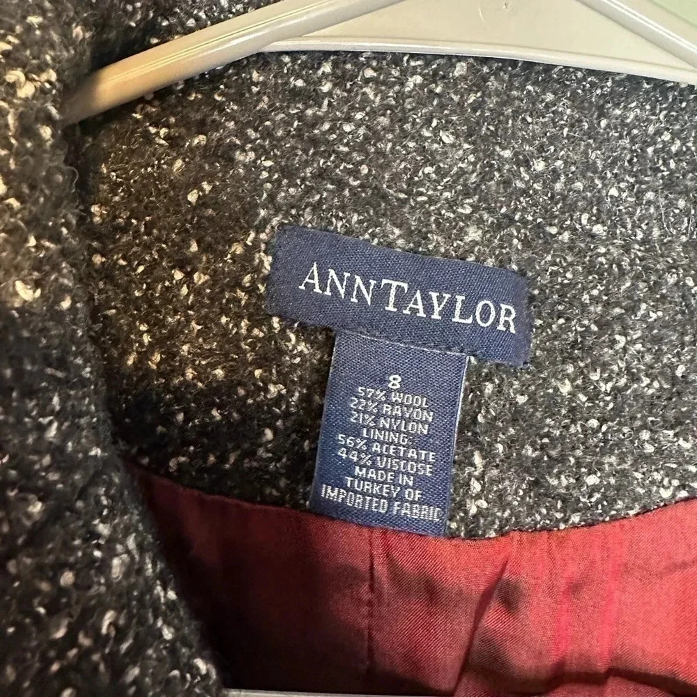 Ann Taylor Black Tweed Blazer with Red Lining - Picture 3 of 8